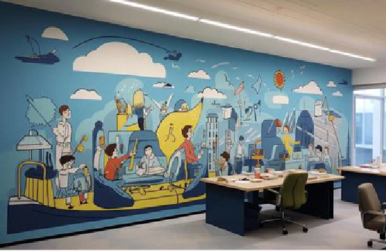 黄龙办公室墙绘的特点。