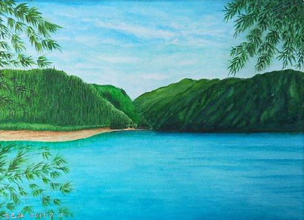 黄龙在墙绘中,如何绘画绿水青山?