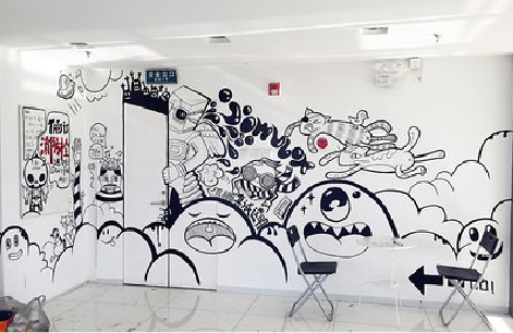 黄龙手绘墙并非传统涂鸦。